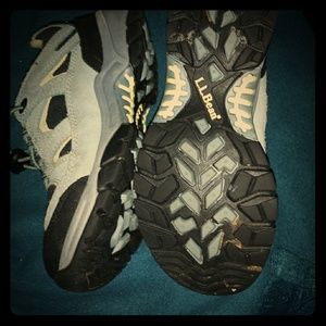 L. L. Bean sneakers. Light grey splash of yellow